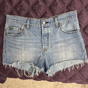 Denim Frayed Hem Women Shorts